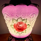 Vintage Purple Red Rose Milk Glass Nightlight Lamp