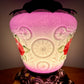 Vintage Purple Red Rose Milk Glass Nightlight Lamp
