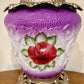 Vintage Purple Red Rose Milk Glass Nightlight Lamp
