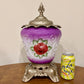 Vintage Purple Red Rose Milk Glass Nightlight Lamp