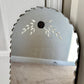 Art Deco Frameless Scalloped Edge Etched Leaves Mirror 16"
