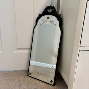 Art Deco Floral Dot Leaves Etched Glass Ornate Frame Wall Mirror