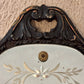 Art Deco Floral Dot Leaves Etched Glass Ornate Frame Wall Mirror | Vintage Mirror
