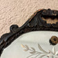 Art Deco Floral Dot Leaves Etched Glass Ornate Frame Wall Mirror | Vintage Mirror
