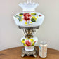Vintage Red Rose Floral Hurricane Lamp 17.5" | GWTW Lamp | Vintage Lamp