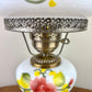 Vintage Red Rose Floral Hurricane Lamp 17.5" | GWTW Lamp | Vintage Lamp