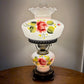 Vintage Red Rose Floral Hurricane Lamp 17.5" | GWTW Lamp | Vintage Lamp