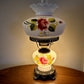 Vintage Red Rose Floral Hurricane Lamp 17.5" | GWTW Lamp | Vintage Lamp