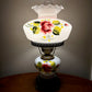 Vintage Red Rose Floral Hurricane Lamp 17.5" | GWTW Lamp | Vintage Lamp