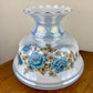 Blue Luster Blue Floral Hurricane Shade 10 Inch Fitter