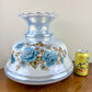 Blue Luster Blue Floral Hurricane Shade 10 Inch Fitter