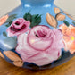Large Blue Floral Roses Milk Glass Hurricane Shade 10 Inch Fitter