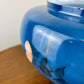 Large Blue Floral Roses Milk Glass Hurricane Shade 10 Inch Fitter