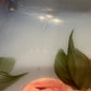Large Blue Floral Roses Milk Glass Hurricane Shade 10 Inch Fitter