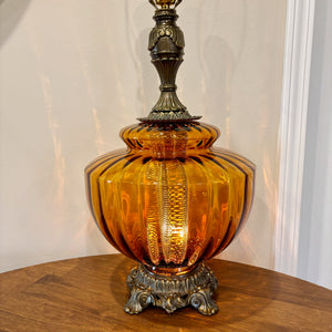 Vintage Amber Glass Table Lamp | Vintage Lamp