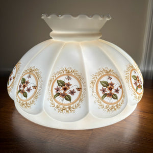 Large Brown Floral Melon Hurricane Lamp Shade | 14 Inch Fitter