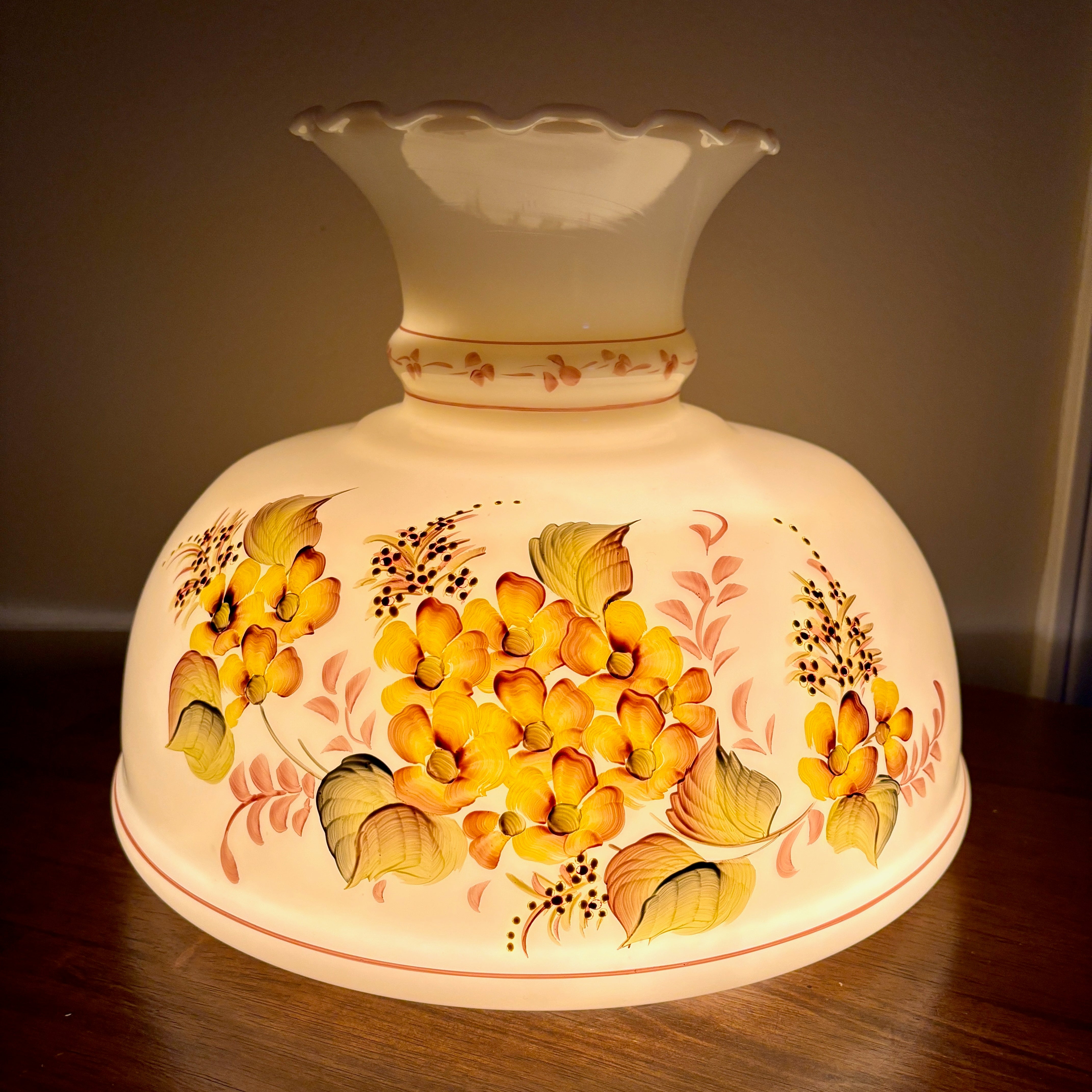 Yellow Floral Hurricane Lamp Shade | 10 Inch Fitter