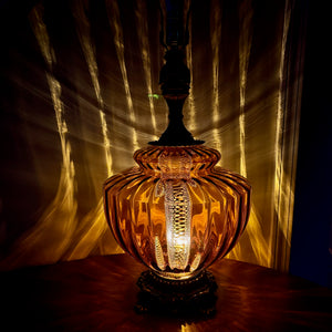 Vintage Amber Glass Table Lamp | Vintage Lamp