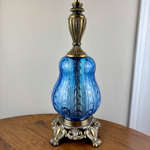 Vintage Blue Glass Table Lamp | Vintage Lamp