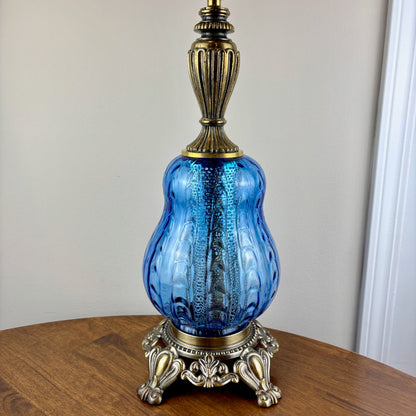 Vintage Blue Glass Table Lamp | Vintage Lamp