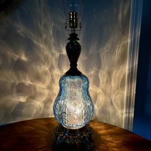 Vintage Blue Glass Table Lamp | Vintage Lamp