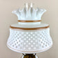 Vintage White Hobnail Brown Trim Milk Glass Hurricane Lamp