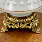 Vintage White Hobnail Brown Trim Milk Glass Hurricane Lamp