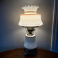 Vintage White Hobnail Brown Trim Milk Glass Hurricane Lamp