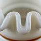 Vintage White Hobnail Brown Trim Milk Glass Hurricane Lamp