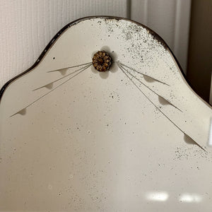Art Deco Etched Floral Frameless Glass Wall Mirror 20" |