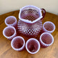 Vintage Fenton Hobnail Opalescent Pitcher and 6 Tumbler Set (Set of 7) | Collectible Glass