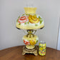 Vintage Yellow Red Rose Floral Hurricane Lamp 16.75" | GWTW Lamp