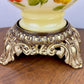 Vintage Yellow Red Rose Floral Hurricane Lamp 16.75" | GWTW Lamp