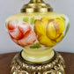 Vintage Yellow Red Rose Floral Hurricane Lamp 16.75" | GWTW Lamp