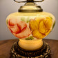 Vintage Yellow Red Rose Floral Hurricane Lamp 16.75" | GWTW Lamp