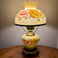Vintage Yellow Red Rose Floral Hurricane Lamp 16.75" | GWTW Lamp