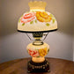 Vintage Yellow Red Rose Floral Hurricane Lamp 16.75" | GWTW Lamp