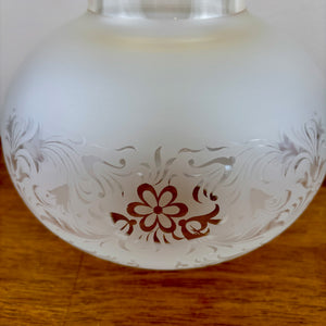 Antique Frosted Acid Etched Floral Glass Amber Luster Ruffles Oil Gas Lamp Shade