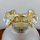 Antique Frosted Acid Etched Floral Glass Amber Luster Ruffles Oil Gas Lamp Shade