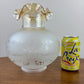 Antique Frosted Acid Etched Floral Glass Amber Luster Ruffles Oil Gas Lamp Shade