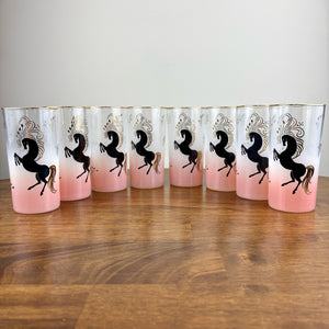 Mid-Century Libbey Golden Stallion Glasses (Set of 8) Original Box