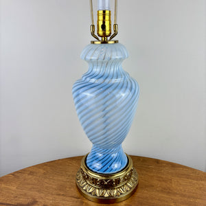 Vintage Blue Swirl Glass Table Lamp