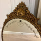 Antique May 22, 1931 Floral Dot Leaves Etched Scalloped Glass Ornate Frame Mirror
