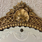 Antique May 22, 1931 Floral Dot Leaves Etched Scalloped Glass Ornate Frame Mirror