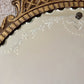 Antique May 22, 1931 Floral Dot Leaves Etched Scalloped Glass Ornate Frame Mirror