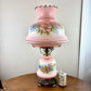 Vintage Pink Blue Floral Hurricane Lamp 26"