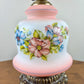 Vintage Pink Blue Floral Hurricane Lamp 26"