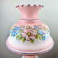 Vintage Pink Blue Floral Hurricane Lamp 26"