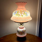 Vintage Pink Blue Floral Hurricane Lamp 26"