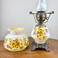 Vintage Yellow Floral Hurricane Lamp 16.75"